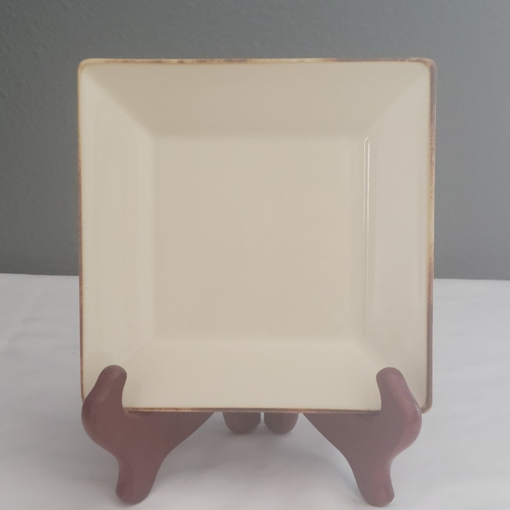 Pottery Barn Asian Square Plates 6" Beige Salad Desert Modern Set 4 Discounted